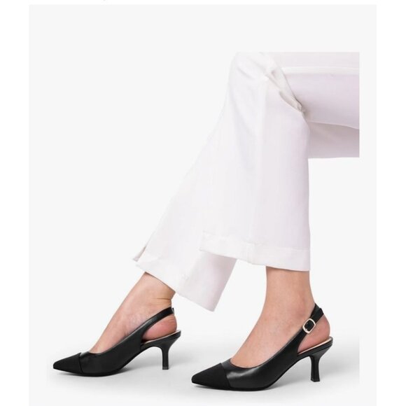 Dream Pairs Womens 8.5 Kitten Heel Slingback Pumps Black Pointed Toe Comfortable - Picture 4 of 14